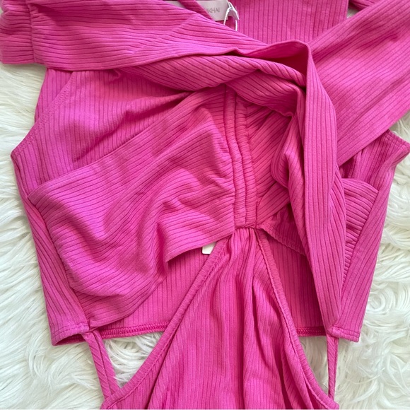 Jonathan Simkhai STANDARD Dress NWT Akane Shaping Rib Off Shoulder Cutout Halter - Picture 9 of 15